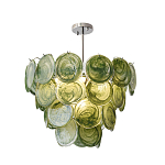 Люстра из зеленых стеклянных дисков с перламутровым эффектом Green Glowing Glaze варинант исполнения - 8 | Loft Concept в Новосибирске
