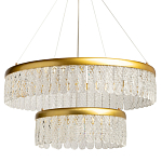 Люстра двухъярусная с золотого цвета и прозрачными подвесками Pettico варинант исполнения - 1 | Loft Concept в Новосибирске