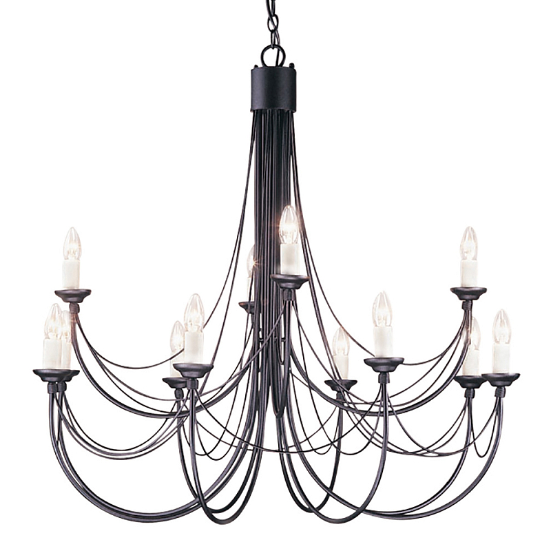 Люстра черного цвета ручной работы с канделябрами и переплетенной проволочной драпировкой Elstead Lighting Черный Белый в Новосибирске | Loft Concept 
