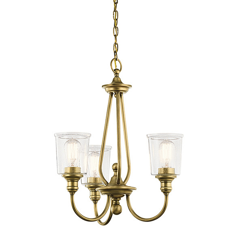 Люстра с прозрачными плафонами из пузырчатого стекла Kichler Латунь Прозрачное Стекло Никель в Новосибирске | Loft Concept 