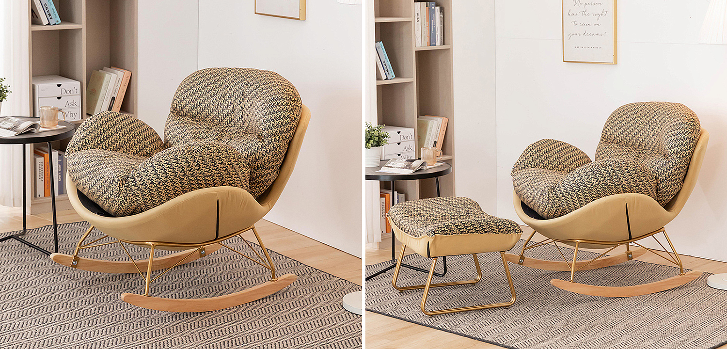 Кресло-качалка Dior Print Rocking Chair с банкеткой для ног Кресло-качалка Dior Print Rocking Chair с банкеткой для ног - Loft-Concept в Новосибирске