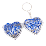 Зеркало брелок складное двухстороннее в форме сердца из натурального камня Лазурит Stone Mirrors варинант исполнения - 2 | Loft Concept в Новосибирске