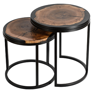 Набор приставных столиков карагач + черная смола