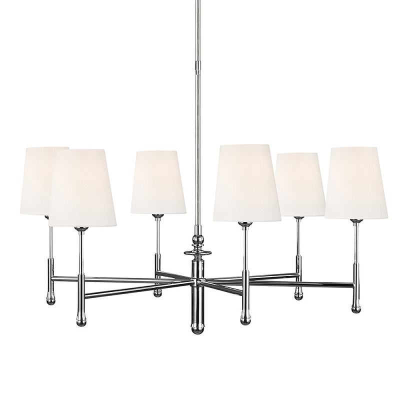 Люстра с 6-ю белыми конусными плафонам Generation Lighting Латунь Белый Бежевый в Новосибирске | Loft Concept 