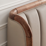 Кровать двуспальная с мягким изголовьем Moon Walnut Bed варинант исполнения - 7 | Loft Concept в Новосибирске