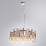 Люстра подвесная круглая с прозрачными хрустальными трубками и золотистым каркасом Диаметр 60 см Hexagon Tube Light варинант исполнения - 2 | Loft Concept в Новосибирске