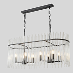 Люстра подвесная овальная со стеклянными прозрачными трубками и металлическим каркасом черного цвета Nembus варинант исполнения - 3 | Loft Concept в Новосибирске