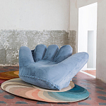 Дизайнерское плюшевое кресло в форме руки голубое Poltronova Joe Plush Baby Blue Armchair варинант исполнения - 3 | Loft Concept в Новосибирске
