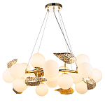 Люстра круглая на золотистом каркасе с белыми стеклянными плафонами Zest of Light варинант исполнения - 1 | Loft Concept в Новосибирске