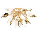 Люстра потолочная с декоративными белыми и золотистыми листьями Wintery flovers варинант исполнения - 3 | Loft Concept в Новосибирске