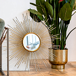 Зеркало-солнце круглое в раме из металла с золотыми с лучами Rays of Peace варинант исполнения - 3 | Loft Concept в Новосибирске