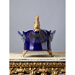 Чаша темно-синего цвета из фарфора с бронзовыми фигурками белок Eden Garden porcelain and bronze варинант исполнения - 3 | Loft Concept в Новосибирске