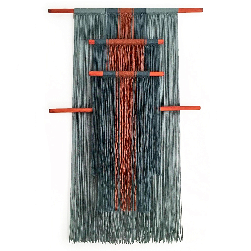 Декор на стену Макраме из нитей Japan Wall Panel Orange Серо-голубой Оранжевый в Новосибирске | Loft Concept 