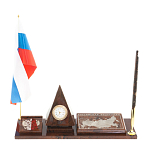 Настольный письменный набор с часами в виде пирамиды из природного камня обсидиана Pyramid of Time варинант исполнения - 1 | Loft Concept в Новосибирске