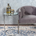 Приставной столик на серебристом основании с столешницей из стекла Noir варинант исполнения - 4 | Loft Concept в Новосибирске