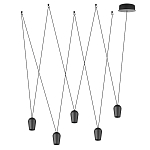 Подвесной светильник черными плафонами на длинных пересекающихся тросах Construction варинант исполнения - 2 | Loft Concept в Новосибирске