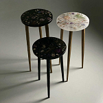 Круглый журнальный столик со столешницей из эпоксидной смолы Epoxy Resin Flowers Coffee Table варинант исполнения - 4 | Loft Concept в Новосибирске