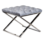 Пуф велюровый серый с каретной стяжкой Perennially варинант исполнения - 1 | Loft Concept в Новосибирске