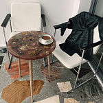 Круглый журнальный столик со столешницей из эпоксидной смолы Epoxy Resin Flowers Coffee Table варинант исполнения - 8 | Loft Concept в Новосибирске