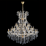 Люстра многоярусная с 53-мя лампочками и прозрачными хрустальными подвесками на основании золотого цвета Crystal lamps варинант исполнения - 2 | Loft Concept в Новосибирске