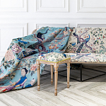 Трехместный диван на металлическом каркасе с цветочным принтом в стиле шинуазри Chinoiserie Birds on a Tree Sofa варинант исполнения - 4 | Loft Concept в Новосибирске