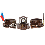 Настольный письменный набор с часами из природного камня обсидиана Competent Leader варинант исполнения - 1 | Loft Concept в Новосибирске