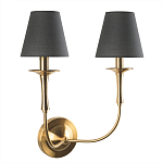 Бра с металлическим основанием бронзового цвета и 2-мя черными конусовидными абажурами Dignity варинант исполнения - 1 | Loft Concept в Новосибирске