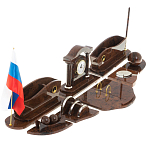 Настольный письменный набор с часами из природного камня обсидиана Competent Leader варинант исполнения - 2 | Loft Concept в Новосибирске