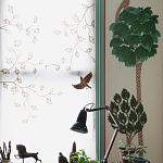 Обои с вышивкой ручной работы Mughal Trees Original colourway on linen варинант исполнения - 3 | Loft Concept в Новосибирске