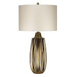 Настольная лампа с рифленым керамическим основанием в бронзовом цвете и жемчужным шёлковым абажуром Elstead Lighting варинант исполнения - 1 | Loft Concept в Новосибирске