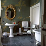 Обои ручная роспись Bamboo Golden on Blue grey dyed silk варинант исполнения - 1 | Loft Concept в Новосибирске