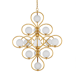 Люстра с закругленным каркасом золотого цвета и белыми плафонами Round Curl варинант исполнения - 2 | Loft Concept в Новосибирске