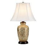 Настольная лампа с фарфоровым основанием с декоративным орнаментом и белым абажуром на темной круглой подставке Elstead Lighting варинант исполнения - 6 | Loft Concept в Новосибирске