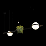 Подвесной светильник линейный с 2-мя шарообразными плафонами и цилиндрическим спотом Light of Еyes варинант исполнения - 4 | Loft Concept в Новосибирске