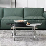 Дизайнерский журнальный стол с круглой столешницей на стальном основании Rivetyk варинант исполнения - 1 | Loft Concept в Новосибирске