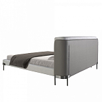Кровать двуспальная серая с мягким изголовьем из экокожи и ткани Modern Look варинант исполнения - 4 | Loft Concept в Новосибирске