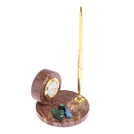 Часы настольные с шариковой металлической ручкой из натурального камня Stone Clock варинант исполнения - 5 | Loft Concept в Новосибирске