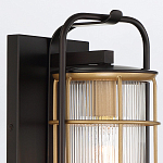 Настенный фонарь цилиндрической формы с рифленым стеклом в золотом каркасе на черном прямоугольном основании Eurofase варинант исполнения - 5 | Loft Concept в Новосибирске