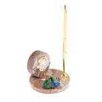Часы настольные с шариковой металлической ручкой из натурального камня Stone Clock варинант исполнения - 8 | Loft Concept в Новосибирске