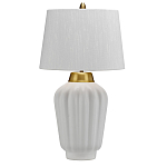 Настольная лампа с белым конусным абажуром и ребристым керамическим основанием Quintiesse варинант исполнения - 1 | Loft Concept в Новосибирске