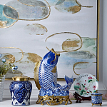 Ваза с насыщенным синим орнаментом и золотой крышкой Blue & White Ornament  варинант исполнения - 1 | Loft Concept в Новосибирске