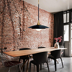 Подвесной светильник с плафоном в форме плоского купола и белой шарообразной лампой Eurofase варинант исполнения - 8 | Loft Concept в Новосибирске