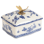 Фарфоровая шкатулка с бронзовой стрекозой Blue and White варинант исполнения - 1 | Loft Concept в Новосибирске