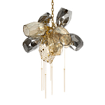 Люстра подвесная со стеклянными плафонами из дымчатого и золотистого с шестью вертикальными подвесками Gilded Mirage  варинант исполнения - 7 | Loft Concept в Новосибирске