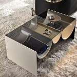 Дизайнерский журнальный стол с полукруглыми полками под столешницей Tiwoberoc варинант исполнения - 2 | Loft Concept в Новосибирске