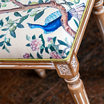 Банкетка одноместная из массива бука с цветочным принтом Beige Chinoiserie Garden Banquette варинант исполнения - 2 | Loft Concept в Новосибирске