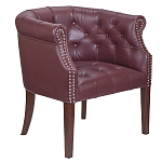 Кресло низкое из натуральной кожи на 4-х деревянных ножках из массива бука Chloe Leather Armchair vine варинант исполнения - 1 | Loft Concept в Новосибирске