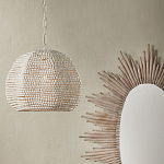 Подвесной светильник в форме купола с декором из круглых деревянных бусин White Wooden Beads Chandelier варинант исполнения - 4 | Loft Concept в Новосибирске