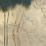 Обои ручная роспись Bamboo River Blossom Original colourway on Brushed Gold gilded paper варинант исполнения - 2 | Loft Concept в Новосибирске