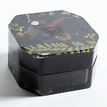 Шкатулка из эпоксидной смолы с цветами черная Epoxy Resin Square Box Black варинант исполнения - 5 | Loft Concept в Новосибирске